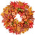 Lvydec Artificial Maple Leaves Fall Wreath - 22 Autumn Wreath with Colorful Maple Leaves Pumpkin and Acorns Harvest Wreath for Front Door Table Wall and Thanksgiving