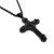 Yeidid International Stainless Steel Black CZ Cross Pendant Complimentary 4MM 24 inch Black Rope Chain