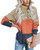 Bakoliza Pullover Sweaters for Womens Turtleneck Color Block Oversized Sweater Striped Long Sleeve Ribbed Knit Pullover Sweater Brown