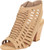 Cambridge Select Womens Open Toe Woven Laser Cutout Caged Slingback Chunky Stacked Block Heel Sandal 8 BM US Light Taupe Distressed NBPU