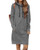 Kidsform Womens Hoodie Dress Long Sleeve Solid Hooded Pullover Long Tunic Tops with Pockets T-no Fleece Dark Grey Small