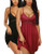 Ababoon Women Lace Modal Sleepwear Chemise Full Slip Babydoll Nightgowns 2 Pack Black-red