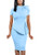 LAGSHIAN Women Fashion Peplum Bodycon Short Sleeve Bow Club Ruffle Pencil Party Dress Lightblue