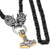 GuoShuang Men Stainless Steel Wolf Head Norse Viking Amulet Thor Hammer Pendant Necklace Viking King Chain