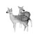 Posterazzi Collection Black and White Fawns Poster Print by Atelier B Art Studio 24 x 24