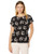 Calvin Klein Womens Printed Cap Sleeve with Toggle Hardware Black Multi Large