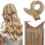 LaaVoo Remy Halo Hair Extensions Human Hair with Secret Wire Highlighted Light Golden Brown to Light Blonde Invisible Halo Hairpiece Extensions Blonde Highlight 80g 14