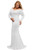 LALAGEN Womens Plus Size Off Shoulder Long Sleeve Formal Gown White XXXL