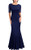 FORTRIC Women Short Sleeves Lace Wedding Party Bridesmaid Maxi Dress DarkBlue M