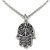 COOLSTEELANDBEYOND Hamsa Hand of Fatima Pendant Necklace Stainless Steel Silver Black Two -Tone with 20 inches Chain