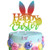 Happy Easter Glitter Cake Topper Bunny Ears Cake Topper Easter Egg Decor Easter Party Decorations Easter