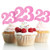 LINGPAR 23 Years Old Pink Cake Toppers Happy 23rd Birthday Cupcake Toppers Twenty-Three Birthday Party Decoration Supplies 24PCS