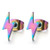 Stainless Steel Rainbow Oxidized Lightning Bolt Stud Earrings for Men and Women 1 Pair