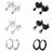 Jstyle Stainless Steel 2mm Tiny Stud Earrings for Women Mens Endless Hoops CZ Balls Cartilage Earrings Set Silver Black
