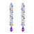 Flyonce Womens Crystal Wedding Daily Teardrop Pierced Long Dangle Earrings Iridescent Clear AB