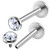 2Pcs Internally Threaded Surgical Steel 16g 516 8mm labret Studs Piercing Jewelry Monroe Lip Tragus 4mm Clear Crystal M0214