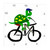 3dRose Funny Turtle Riding Bicycle - Wall Clock, 10 by 10-Inch (DPP_216483_1)
