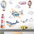 Removable Creative Watercolor Airplane and Shark Wall Decals Kids Room Wall Decorations Art Decor Stickers Nursery Decor 3D Art Decal Bathroom Sticker