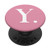 Peony Pink White Monogram Letter Y Initial Heart Design PopSockets PopGrip Swappable Grip for Phones  and  Tablets