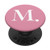 Peony Pink White Monogram Letter M Initial Heart Design PopSockets PopGrip Swappable Grip for Phones  and  Tablets