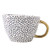 Large Stoneware Coffee Mug Modern Coffee Mugs Tea Cups with Golden Handle Ceramic -White and Black Dotty Pattern