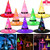 Sumind 8 Pieces Halloween Hanging Lighted Witch Hat Decorations Halloween Decorations Glowing Witch Hat Lights Battery Operated Hanging Lighted Glowing Witch Hat for Outdoor Yard Tree 8 Colors