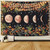 Moon Phase Tapestry Moonlit Garden Tapestry Flowers Floral Tapestry Black Wall Tapestry for Room 59_1 × 82_7 inches