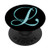 L Teal Black Turquoise Monogram Initial Capital Letter Name PopSockets PopGrip Swappable Grip for Phones  and  Tablets