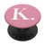 Peony Pink White Monogram Letter K Initial Heart Design PopSockets PopGrip Swappable Grip for Phones  and  Tablets