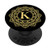 Sunflower Yellow Black Mandala Monogram Letter K Initial PopSockets PopGrip Swappable Grip for Phones  and  Tablets