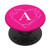 Hot Pink White Monogram Letter A Initial Heart Design PopSockets PopGrip Swappable Grip for Phones  and  Tablets