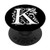 Letter K White Initial K On Black Background PopSockets Grip and Stand for Phones and Tablets