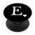 White Initial Letter E heart Monogram on Black PopSockets PopGrip Swappable Grip for Phones  and  Tablets