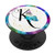 Black Monogram Letter K Initial Rainbow Butterfly PopSockets PopGrip Swappable Grip for Phones  and  Tablets