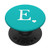 White Initial Letter E heart Monogram on Turquoise Teal Blue PopSockets Grip and Stand for Phones and Tablets