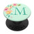 M Initial Monogram Letter Mint Green and Peach Rose PopSockets PopGrip Swappable Grip for Phones  and  Tablets