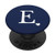 White Initial Letter E heart Monogram on Navy Blue PopSockets PopGrip Swappable Grip for Phones  and  Tablets