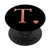 Heart Rose Pink Letter T Initial Monogram Black Cute PopSockets PopGrip Swappable Grip for Phones  and  Tablets