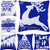 6 Pieces Christmas Winter Cushion Cover Christmas Blue Pillow Covers Christmas Throw Pillow Covers Blue Snowflakes Decorative Throw Pillow Case for Couch Sofa Home Decor 18 x 18 Inches