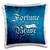 3D Rose Blue Wood Effect with White Gothic Script Fortune Favors The Brave Pillow Case 16 x 16
