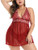 Women Plus Size Lingerie Set Lace Babydoll Sleepwear Nightgown Merlot 3XL