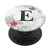 Letter E PopSocket Monogram Pink Rose Floral Initial E PopSockets Grip and Stand for Phones and Tablets