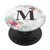 Letter M PopSocket Monogram Pink Rose Floral Initial PopSockets Grip and Stand for Phones and Tablets