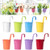 Dahey 8 Pcs Hanging Flower Pots Metal Iron Bucket Planter for Railing Fence Balcony Garden Home Decoration Flower Holders with Detachable Hooks Multi 4 Inches