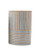 Creative Co-op White Stoneware Brown  and  Blue Stripes and Bamboo Lid Canister Multicolored