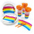 Rainbow Party Supplies Pack for 24 Guests - Including Dinner Plates Dessert Plates CupsNapkins and Cutlery Serves 24 144 Pieces for Holiday Party Supplies