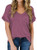 MIHOLL Womens Short Sleeve V-Neck Shirts Loose Casual Tee T-Shirt Maroon Large