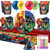 DC Comics Justice League Superhero Party Supplies Pack Serves 16 9 Plates Luncheon Napkins Cups Table Cover and Balloons with Birthday Candles Bundle for 16