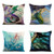 Awowee Set of 4 Linen Throw Pillow Covers Blue Watercolor Mermaid 18x18 Inches Home Decor Square Flax Pillowcases Cushion Covers for Couch Sofa