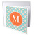 Letter M Monogram Orange and Blue Quatrefoil Pattern - Greeting Cards 6 x 6 inches set of 12 gc-210614-2